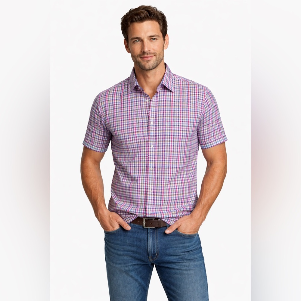Robert Graham Plaid Shirt Mens Size M Multi Color Button Up Casual Short Sleeve
